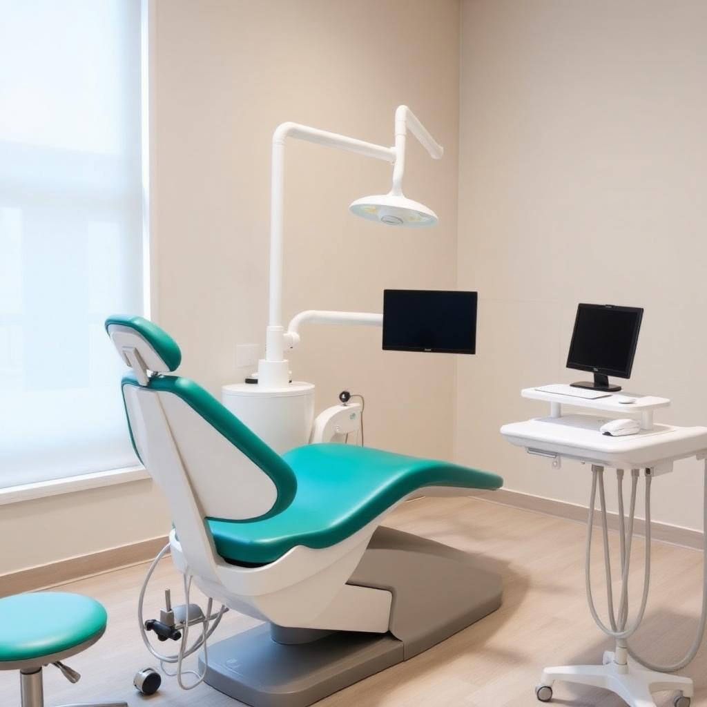 Cadeira odontológica em consultório após manutenção